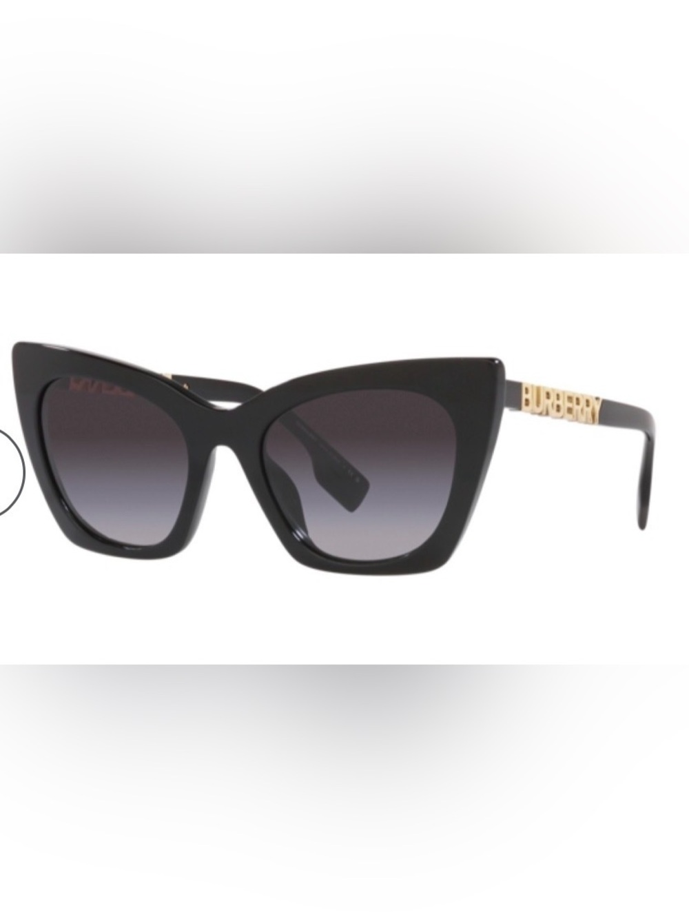 Burberry Black Sunglasses with Gold BURBERRY logo like new worn once - Picture 2 of 8